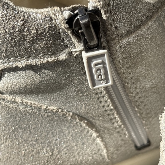 UGG Size 5 Metallic Silver High Top Fashion Sneakers Zip Lace Up Women - Picture 5 of 10